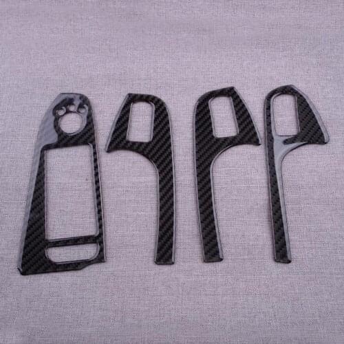 4Pcs/Set Carbon Fiber Car Left Hand Drive Door Armrest Window Lift Switch Panel Cover Trim Fit for Audi A4 B8 2008-2014 2015