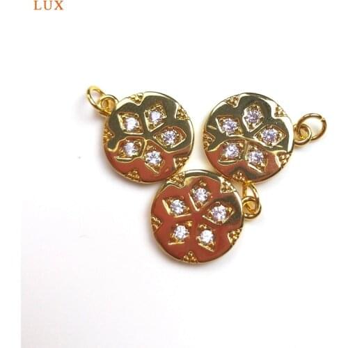 5pcs Five Pointed Star Twinkle Cubic Zircon Gold Brass Round Pendant Shiny pendant Necklace For Women Tiny Jewelry Pendant Set Y