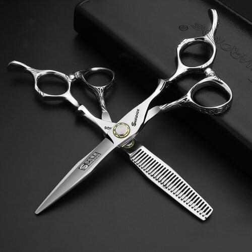 6 inch high end professional hairdressing cut hair scissors Japan 440c stainless steel hair cutting thinning scissors set
