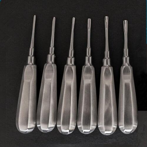 6PCS Dental Coupland Root Elevator Tooth Extracting Luxation Oral Surgery Tools--Silver