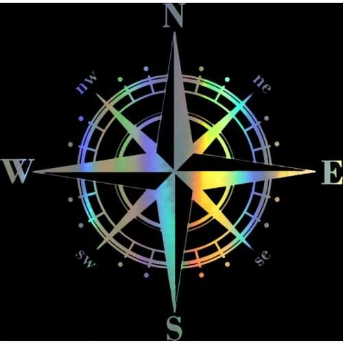 Car Sticker NSWE Compass 15cm*15cm Funny Car Decal Reflective Laser 3D Car Stickers Vinyl Car Styling Black Silver