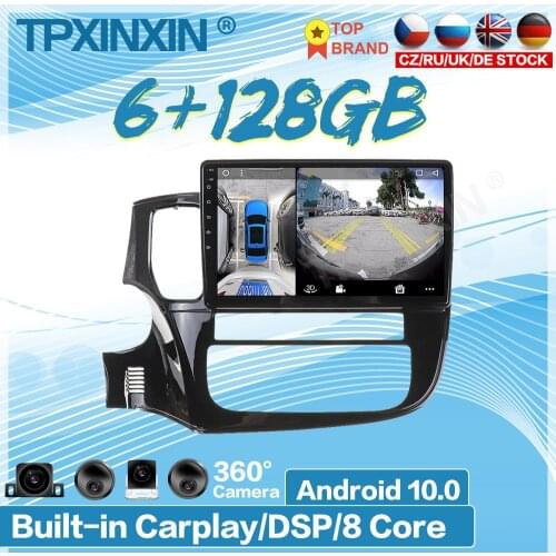 6+128G Android 10 For Mitsubishi Outlander 2014-2019 Auto Surround View Camera Car Multimedia Player Stereo Radio GPS Navigation