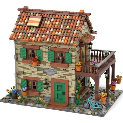 Authorized 2950Pcs MOC Italian Residential Street View Model MOC-77566 Building Blocks Model Toy Gift (Designed By Povladimir)