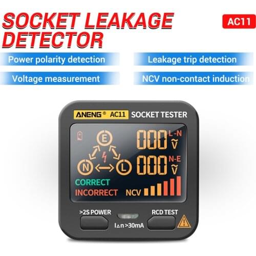 AC11 Digital Smart Socket Tester Voltage Test Socket Detector US/UK/EU/AU Plug Ground Zero Line Phase Check Rcd NCV tester