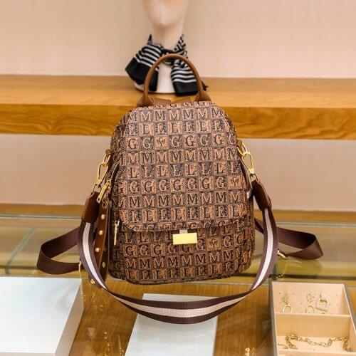 Women Pu Designer Multifunctional Backpack Female Travel Bag Teenage Girls 2021New Fashion Schoolbag Pink Sugao