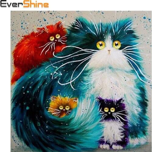EverShine Diamond Painting Cat Full Square Diamond Embroidery Animal Pictures Rhinestones Cross Stitch Diamond Mosaic Home Decor