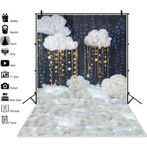 Fantasy Birthday Photophone Cloud Rainbow Balloon Wooden Floor Baby Cartoon Photography Backdrop Baby Shower Photo Backgrounds