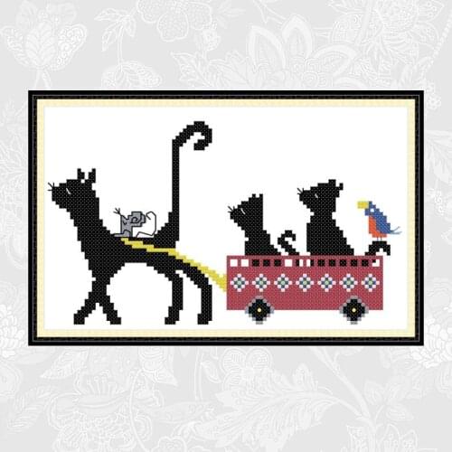 Joy sunday Hitchhiking DIY Hand Animal Embroider Needlework Printed On Canvas 14CT 11CT Chinese Cross Stitch kits