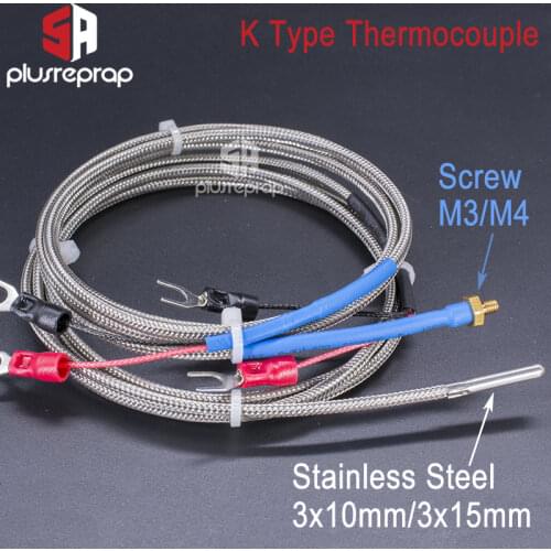 K Type Thermocouple Sensors 3x10mm or 3x15mm for 3D Printer Extrusion Print Head Temperature Parts 3D Printer Parts