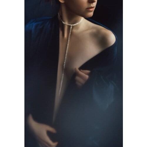 Classic Long Tassel Women Necklace Simple Rhinestone Copper O chain Collares Chokers Jewelry Party Nightclub Shine