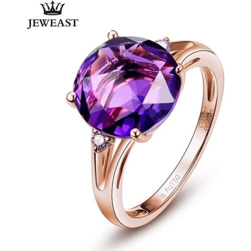 SLFD Natural Amethyst 18K Pure Gold 2020 New Hot Selling Top Ring Women Heart Shape Ring For Ladies Woman Genuine Jewelry
