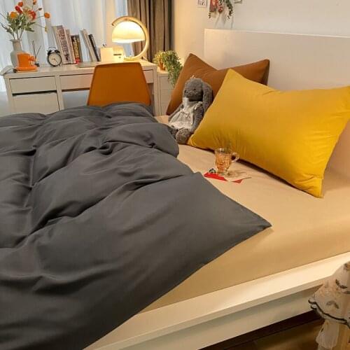 Ins Style Four-Piece Set Of Simple Air Bed With Three-Piece Set Of Solid Color Contrast Quilt Cover And Sheet In Student Dormito