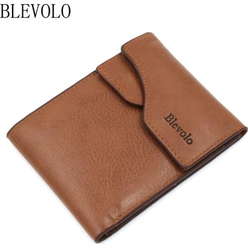 BLEVOLO New Arrival Men Wallets PU Leather Wallet Designer Short Wallet Card Bag High Quality Money Purse Coin Holder Men Purse