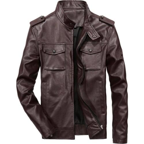 PU leather jacket men fashion multi pocket moto spring autumn leather coats large size 6xl jackets jaqueta de couro masculino