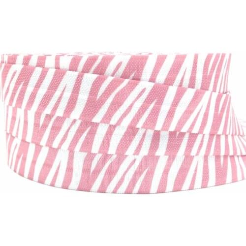 Good Quality White wine red Zebra Print Fold Over Elastic 5/8" FOE Ribbon 10Yard for Girls Hair Tie DIY Head wear Hair Accessory