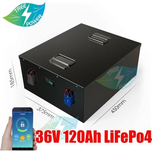 36V 120Ah LiFepo4 lithium battery with BMS for fishing boats solar system motor EV RV +10A charger