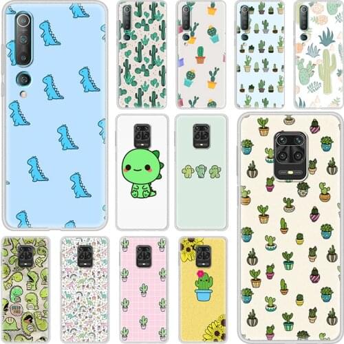 Matte Soft Case For Xiaomi Redmi Note 9S 8 9 8T 9A 7A Mi 9T Poco X3 NFC CC9 A3 10 Lite 5G Back Phone Cover Capa Cactus Dinosaur