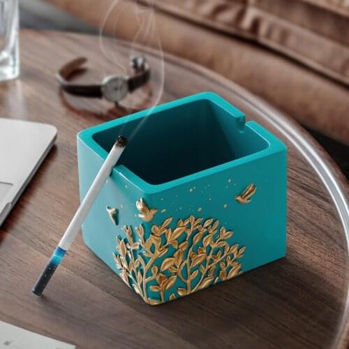 Fashion Windproof Ashtray Moden Resin Round Square Ashtray for home office hotel outdoor Gift Smokeless Ashtray Holder