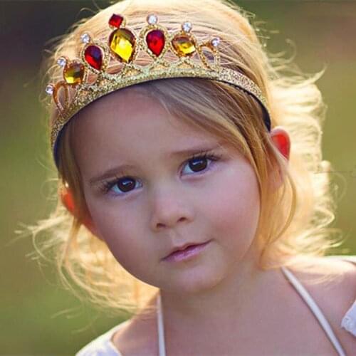 Fashion Diamond Headdress for Girls Big Crown Colorful Gem Girl Toy Headdress European Castle Princess Crown Holiday Party Gift