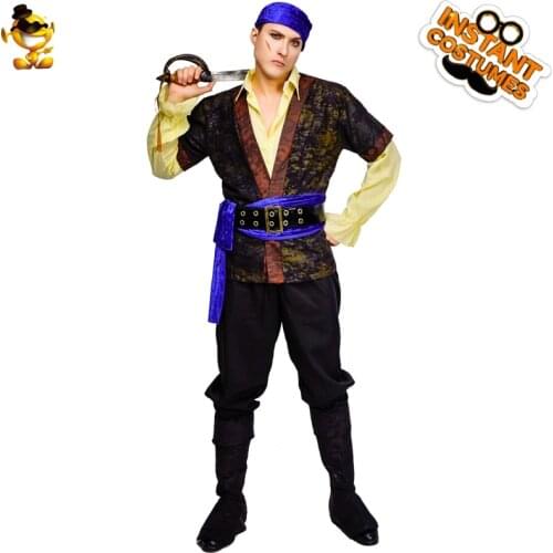 Halloween Men Cosplay Pirate Costume With Adult Set Fancy Dress Up Handsome Medieval Buccaneer Prince Costume For Carnival Party