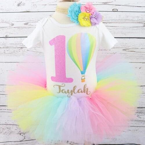 Customize Hot air balloon First Birthday baby girl Shirt Personalised name age any Character Baptism tutu set outfit cake smash