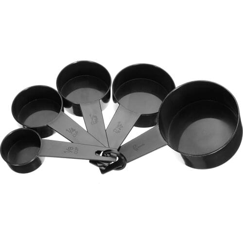 New 10Pcs Plastic Measuring Cups & Spoons Set Coffee Baking Cooking Measuring Spoons Scoon Kitchen Tool Black 0.6-15ml