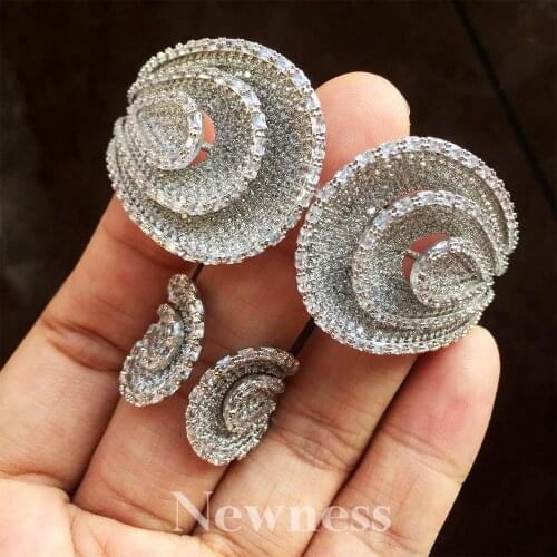 Newness Luxury Trendy Water Drop Full Mirco Pave Cubic Zircon Women Party Engagement Width High Quality Jewelry