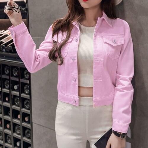 New style long-sleeved winter slim jeans womens tops 2021 solid color denim jackets womens short coats womens jacket tops4866