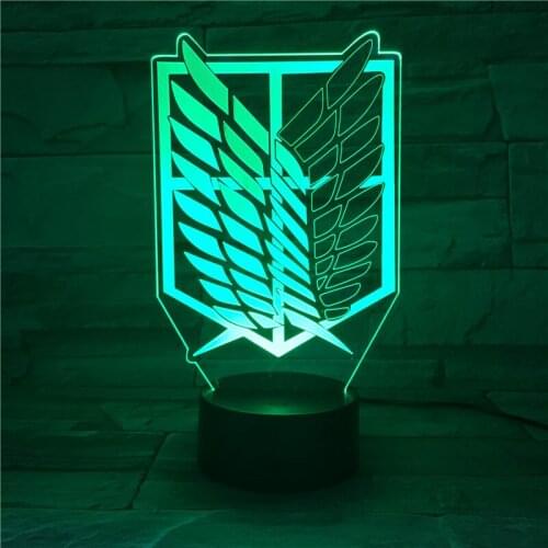 New 3D Light Night 7 Colors Anime Attack on Titan Wings of Liberty Touch Lamp USB or 3AA Battery-operated Lamp Kids Gift 617