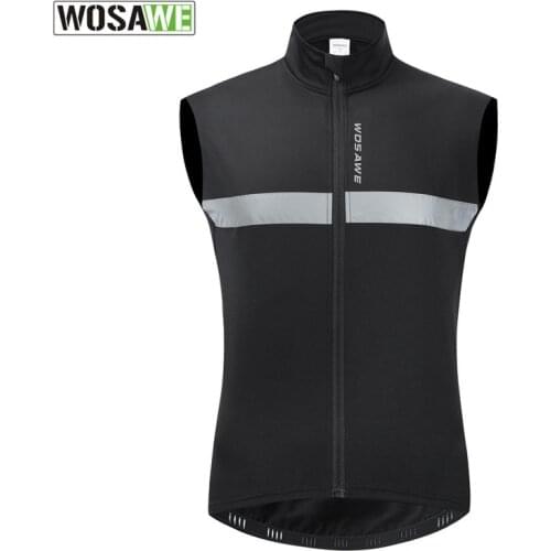 WOSAWE Autumn Winter Windproof Cycling Vest Reflective Men Cycling Windstopper Thermal Fleece Warm Bike Bicycle MTB Running Vest
