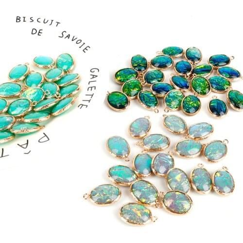 Pendant 6pcs egg Shape Resin Copper Fashion Bright Charm Making for Jewelry DIY Necklace Bracelet Earring Findings Accessorie