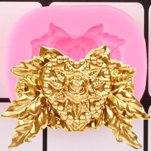 Heart Silicone Molds Rose Leaf Relief Cupcake Topper Fondant Cake Decorating Tools Jewelry Candy Clay Chocolate Gumpaste Moulds