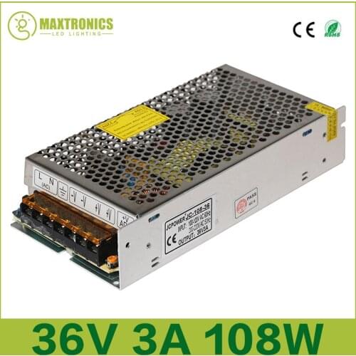Best price 36V 3A 108W Universal Regulated Switching Power Supply for CCTV Led Radio Free shipping