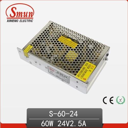 Input AC110V/220V Output DC 24V 2.5A 60W, Non-waterproof LED Strip Light Bulb Power Aluminum LED Switch Power Supply