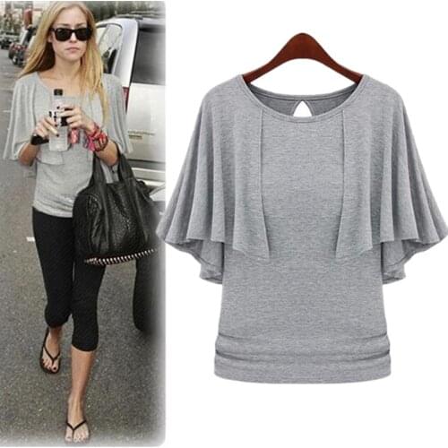 2021 women blouse top ,New Korean ruffles batwing sleeve cotton shitrs Blusas,black white red modal shirts S-2XL