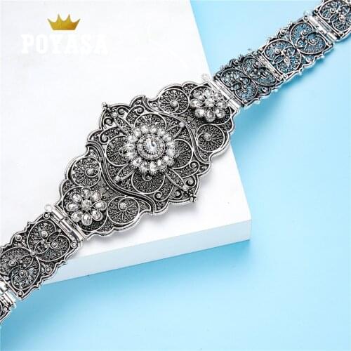 Caftan dress wedding gold and silver Metal belt for women hollow flower waist chain crystal gold color metal belt belly chain