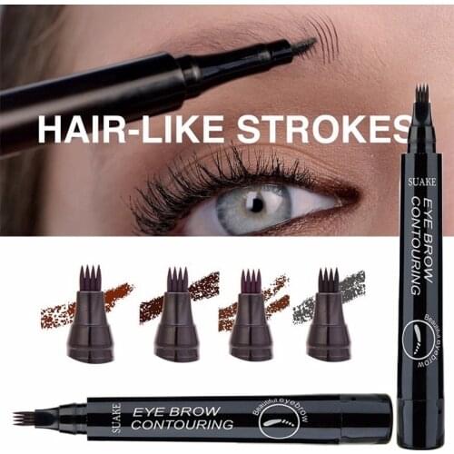 SUAKE Microcarving Eyebrow Pencil Quick-drying 4 Heads Fork Eyebrow Brush Waterproof Lasting Brow Cream