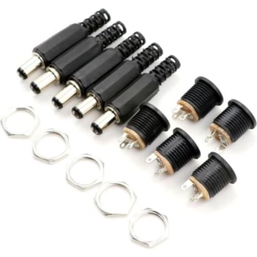10 pcs 12V 3A Plastic Male Plugs + Female Socket Panel Mount Jack DC Power Connector Electrical Supplies