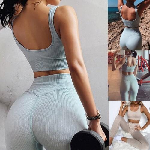 2 Professional Womens Sportswear, Yoga Suits, Gym Suits, Sportswear Sleeveless Tops, Yoga Fitness Sweat Pants + Yoga Bras