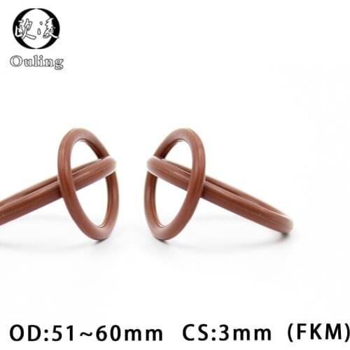 2PCS/lot Fluorine rubber Ring Brown FKM O ring Seal OD51/52/53/54/55/56/57/58/60*3mm Rubber O-Ring Seal Oil Ring Gaskets Washer