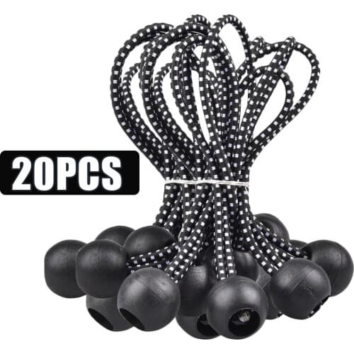 20pcs/set Tarpaulin Oxford Rope Elastic Strapping Ball Bungee Cord Outdoor Tent Canopy Tarp Elastic Oxford Rope Tie