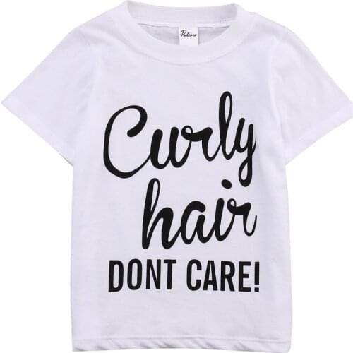 2016 Fashion 100% Cotton Girls Kids Baby Toddler Casual Letter Short Sleeve O Neck Tops T-shirt Tee Clothes