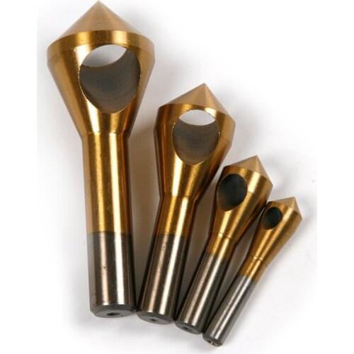 4pcs/set HSS Inclined Hole Titanium Plated Chisel Chamfering Countersink Deburring Cutter