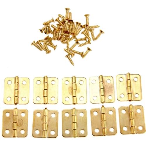 50Pcs Kitchen Cabinet Door Hinges for Furniture Iron 4 Holes Gold Drawer Hinges for Jewelry Boxes Furniture Fittings 18x16mm