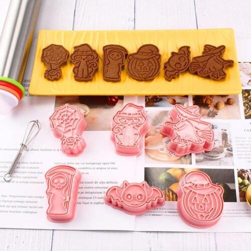 6Pcs Christmas Cookie Cutter Cute Halloween Shape Biscuit Mold DIY Fondant Pastry Decorating Baking DIY Decorating Tool Bakeware