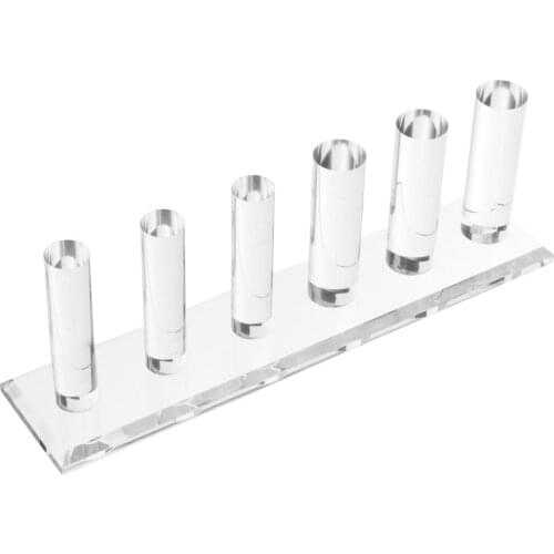 Acrylic Cylinder Shape Finger Ring Display 6 Rods Counter Holder Decorative Stands for Shows Wedding Ring Home Accessories