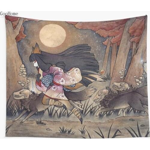 Anime Running With Monsters Kitsune Fox Yokai Wall Tapestry Cover Beach Towel Throw Blanket Picnic Yoga Mat Home Decoration