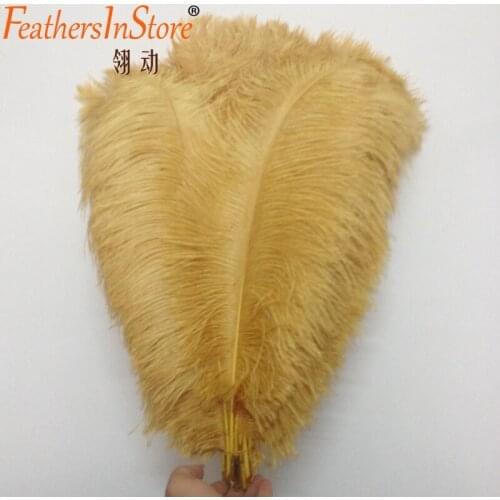 EMS Free shipping 65pcs/ lot 24-26inch 60-65cm gold ostrich feather wholesale ostrich plumes