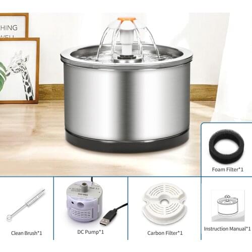 2.5L Cat Water Fountain Pets Quiet Water Pet USB Drinking Bowl with Filters