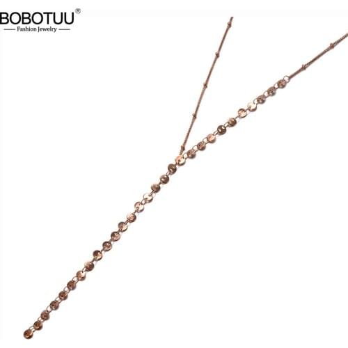 BOBOTUU Original Design Titanium Stainless Steel Charm Choker Necklaces Bohemia Chain & Link Pendant Necklace For Women BN20012